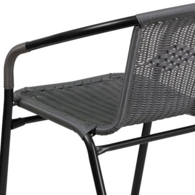2 Pack Rattan Indoor-Outdoor Restaurant Stack Chair With Curved Back
