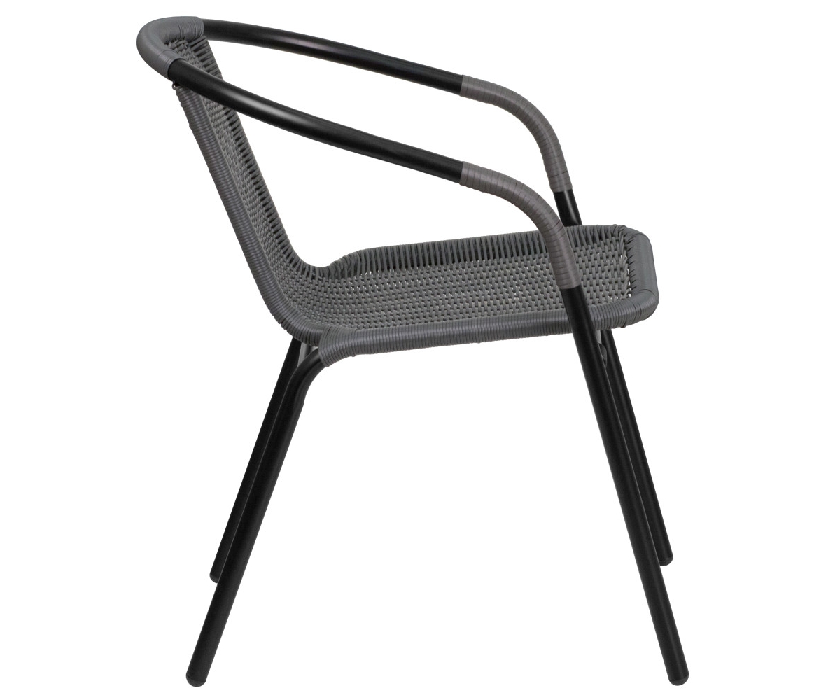 4 Pack Rattan Indoor-Outdoor Restaurant Stack Chair With Curved Back