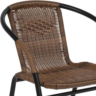 4 Pack Rattan Indoor-Outdoor Restaurant Stack Chair With Curved Back