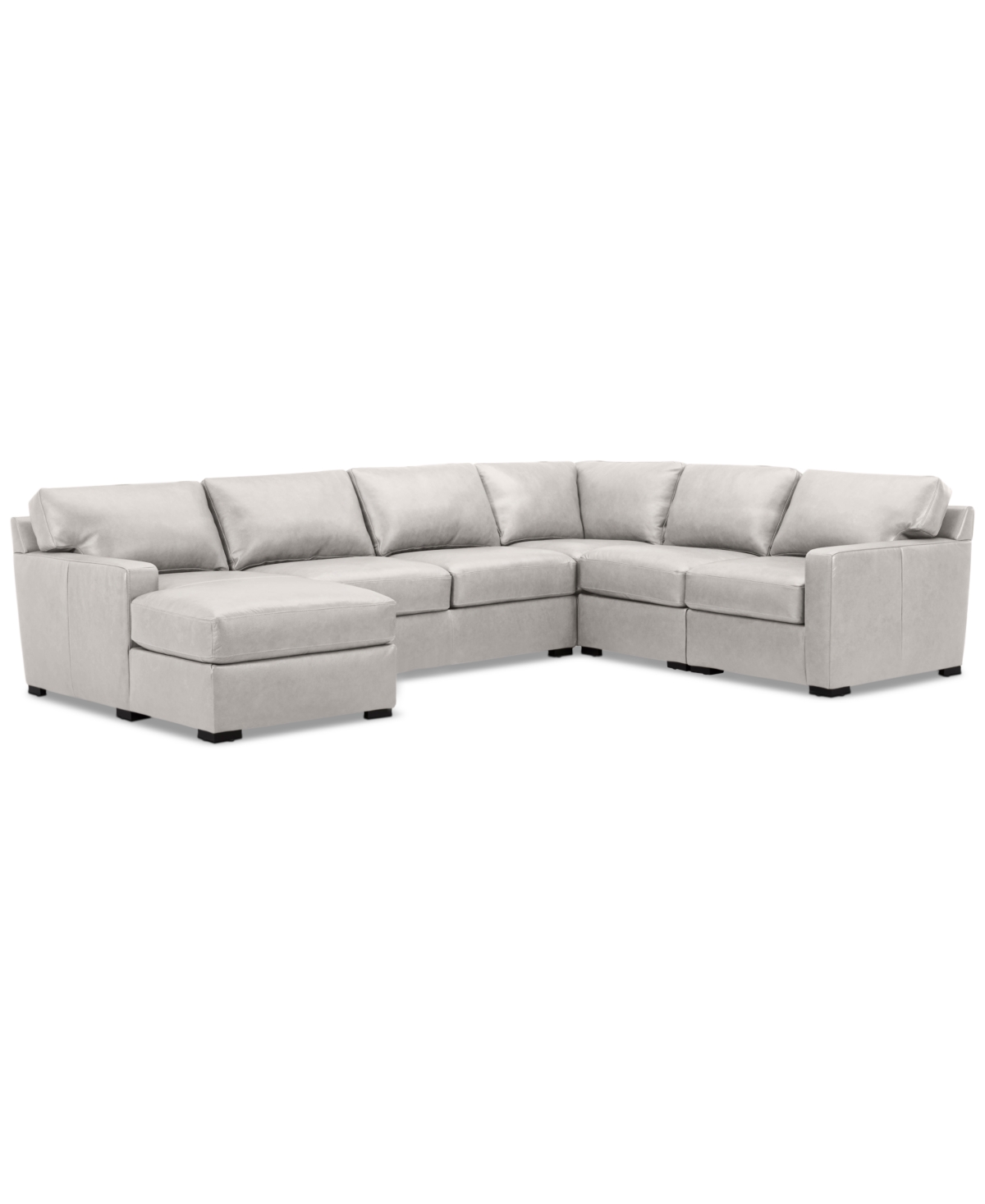 Shop Macy's Radley 136" 5-pc. Leather Square Corner Modular Chase Sectional, Created For  In Ash