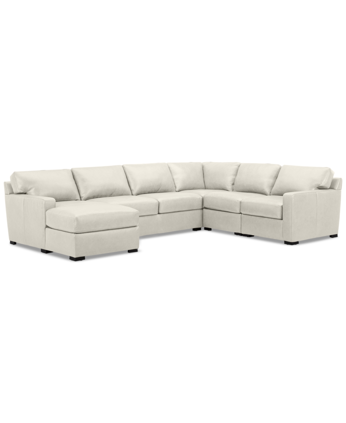 Macy's Radley 136" 5-pc. Leather Square Corner Modular Chase Sectional, Created For  In Coconut Milk