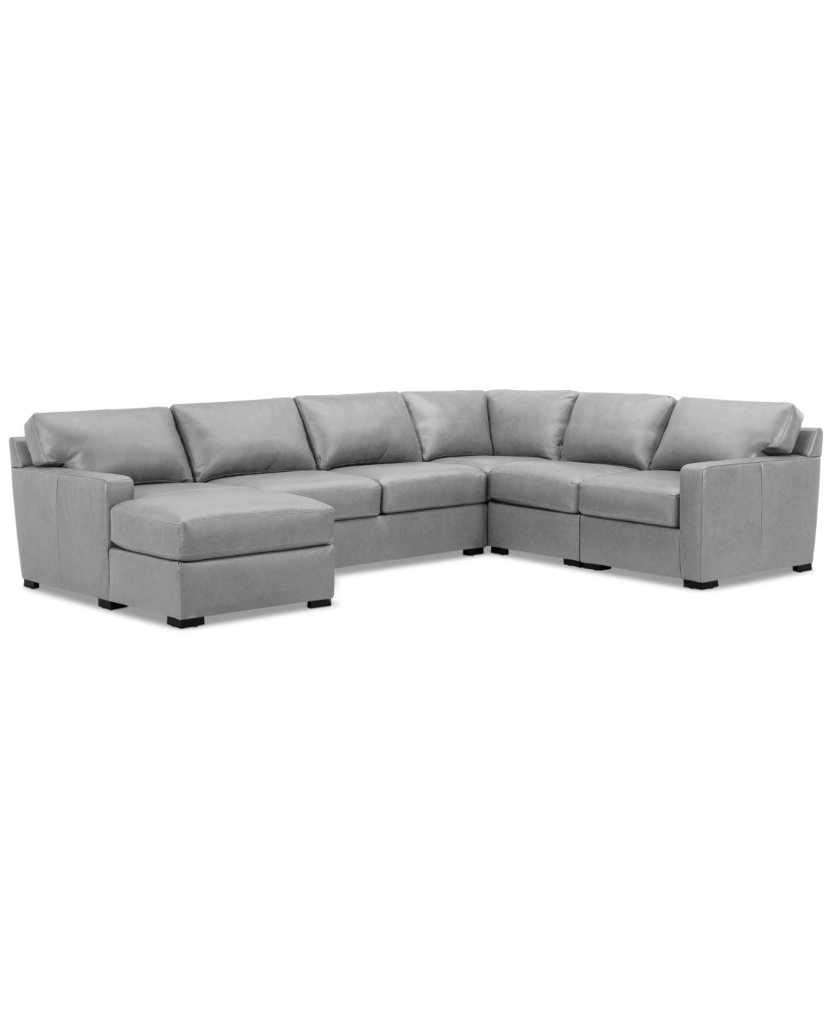 Macy's Radley 136" 5-pc. Leather Square Corner Modular Chase Sectional, Created For  In Light Grey