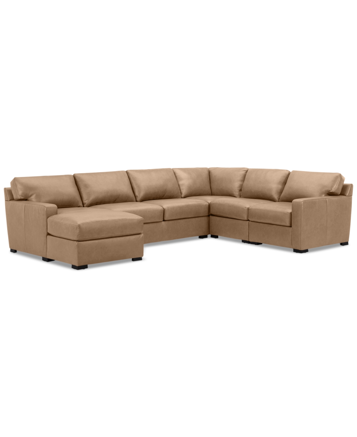 Shop Macy's Radley 136" 5-pc. Leather Square Corner Modular Chase Sectional, Created For  In Light Natural