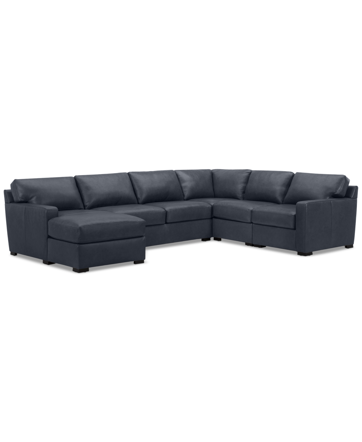 Macy's Radley 129" 6-pc. Leather Square Corner Modular Chaise Sectional, Created For  In Navy