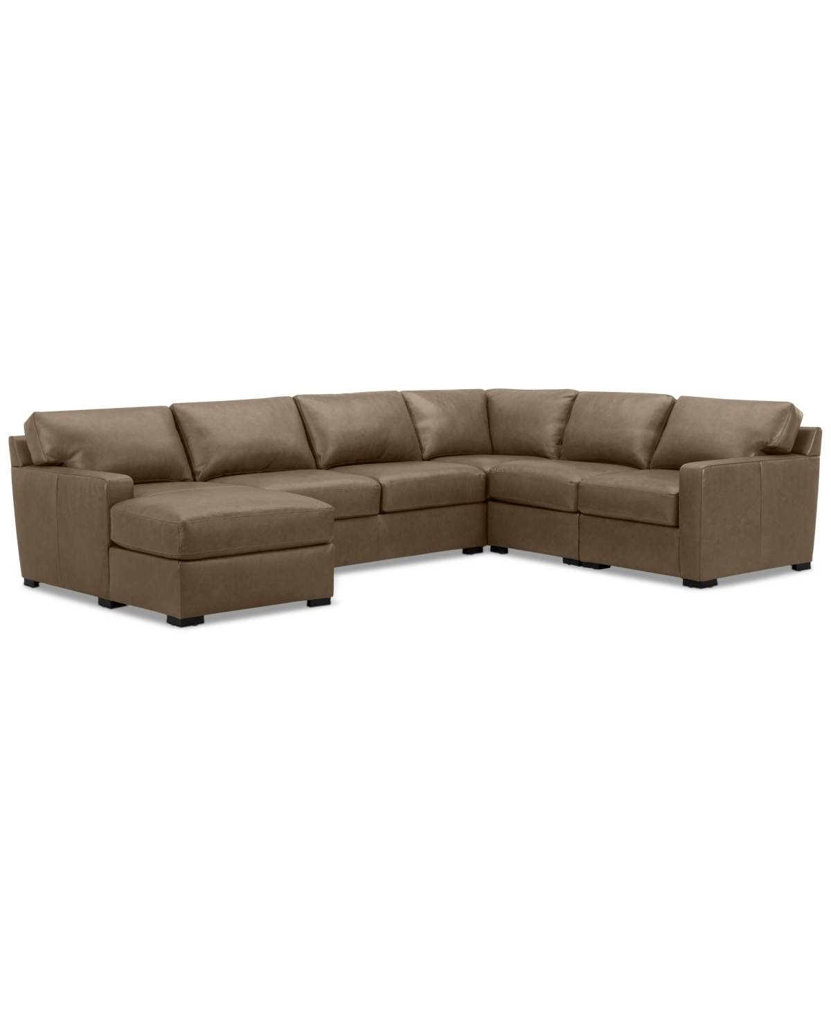 Shop Macy's Radley 136" 5-pc. Leather Square Corner Modular Chase Sectional, Created For  In Sand