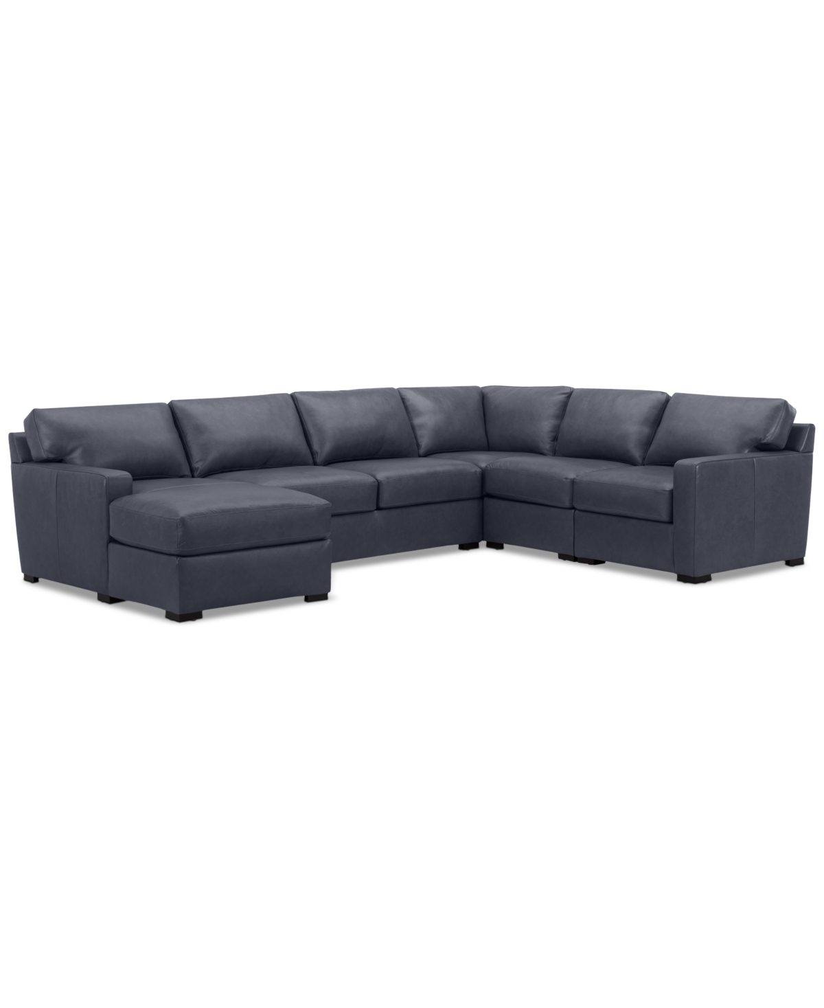 Macy's Radley 129" 6-pc. Leather Square Corner Modular Chaise Sectional, Created For  In Slate Grey