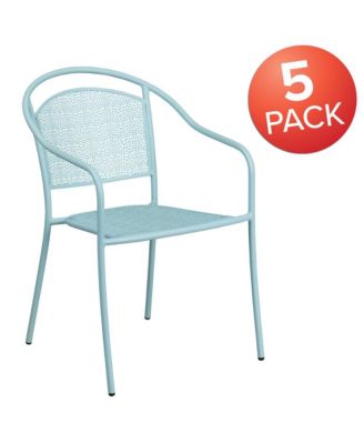 Commercial Grade 5 Pack Indoor-Outdoor Steel Patio Arm Chair With Round Back