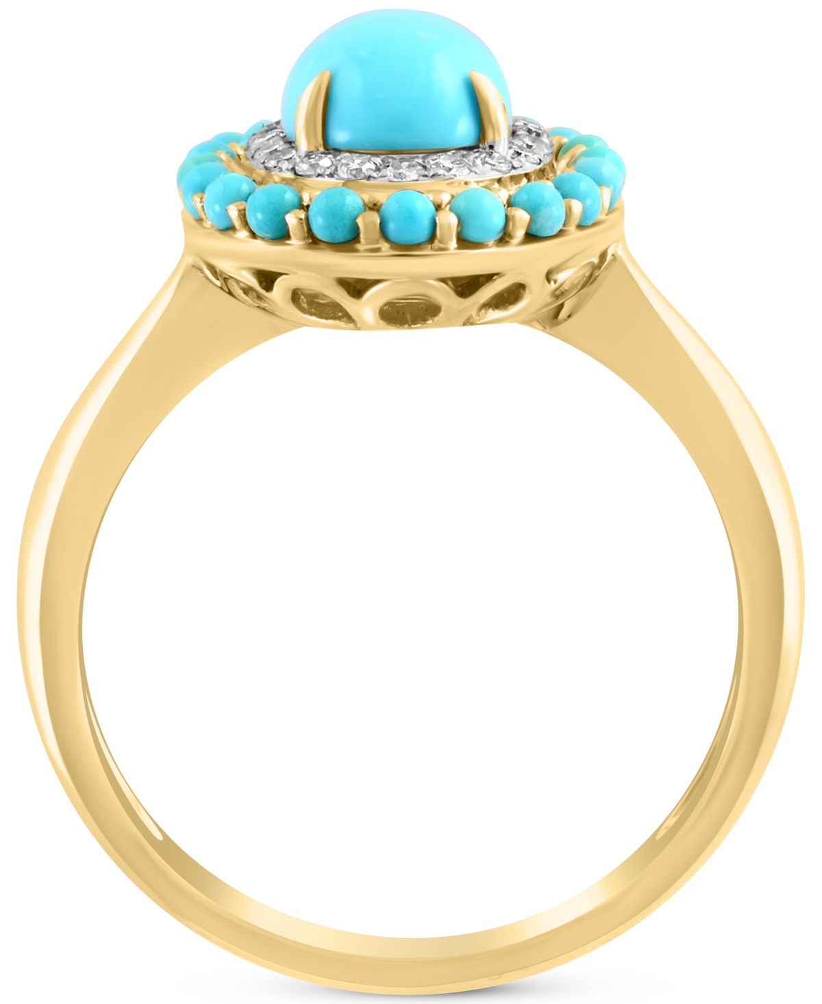 Effy Turquoise & Diamond (1/10 ct. t.w.) Halo Ring in 14k Gold - 14K Gold