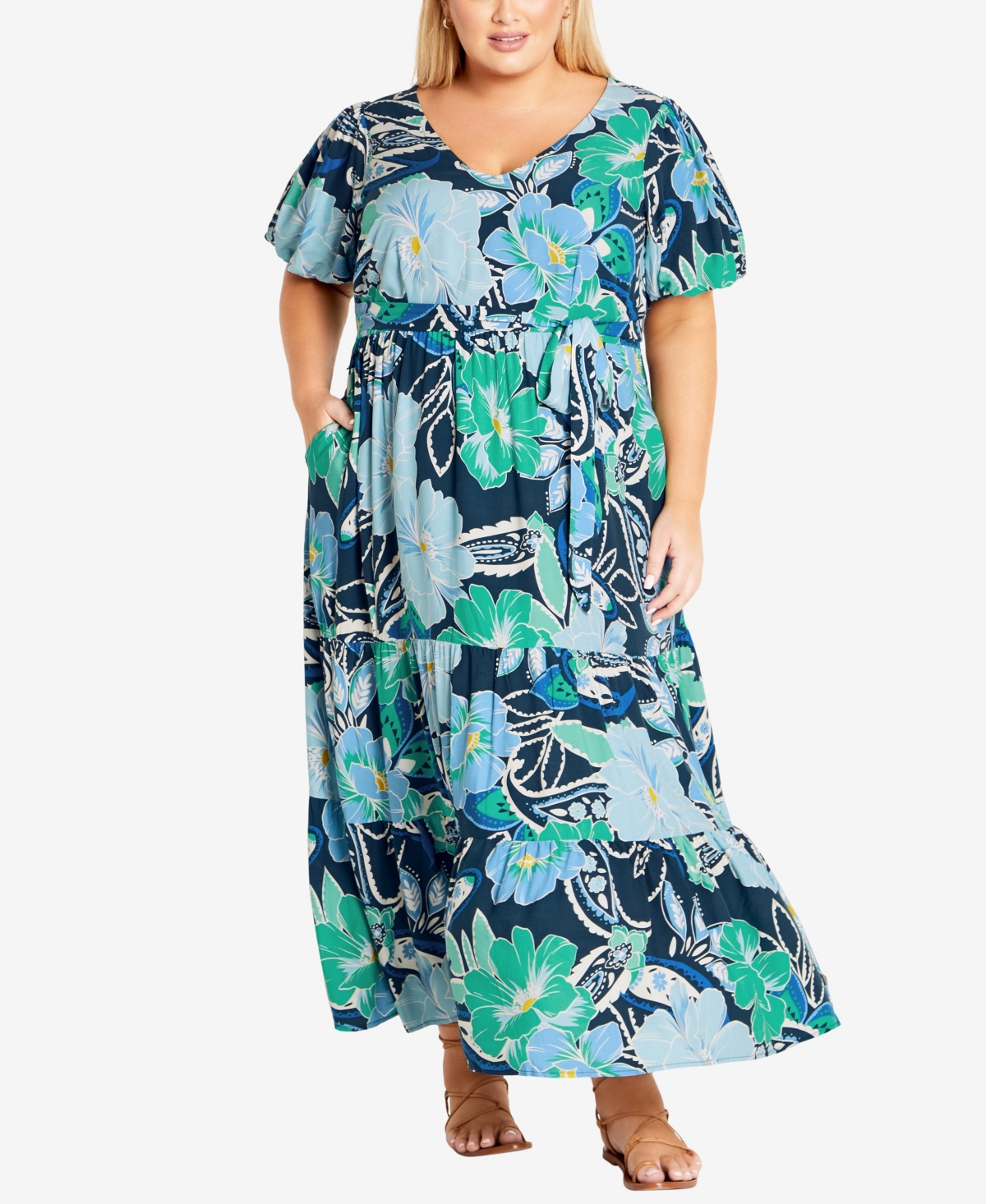 Shop Avenue Plus Size Raina Maxi Dress In Indigo Summer