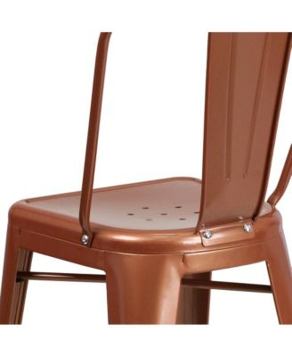 Stella 24" Metal Indoor-Outdoor Counter Stool With Vertical Slat Back And Integrated Footrest