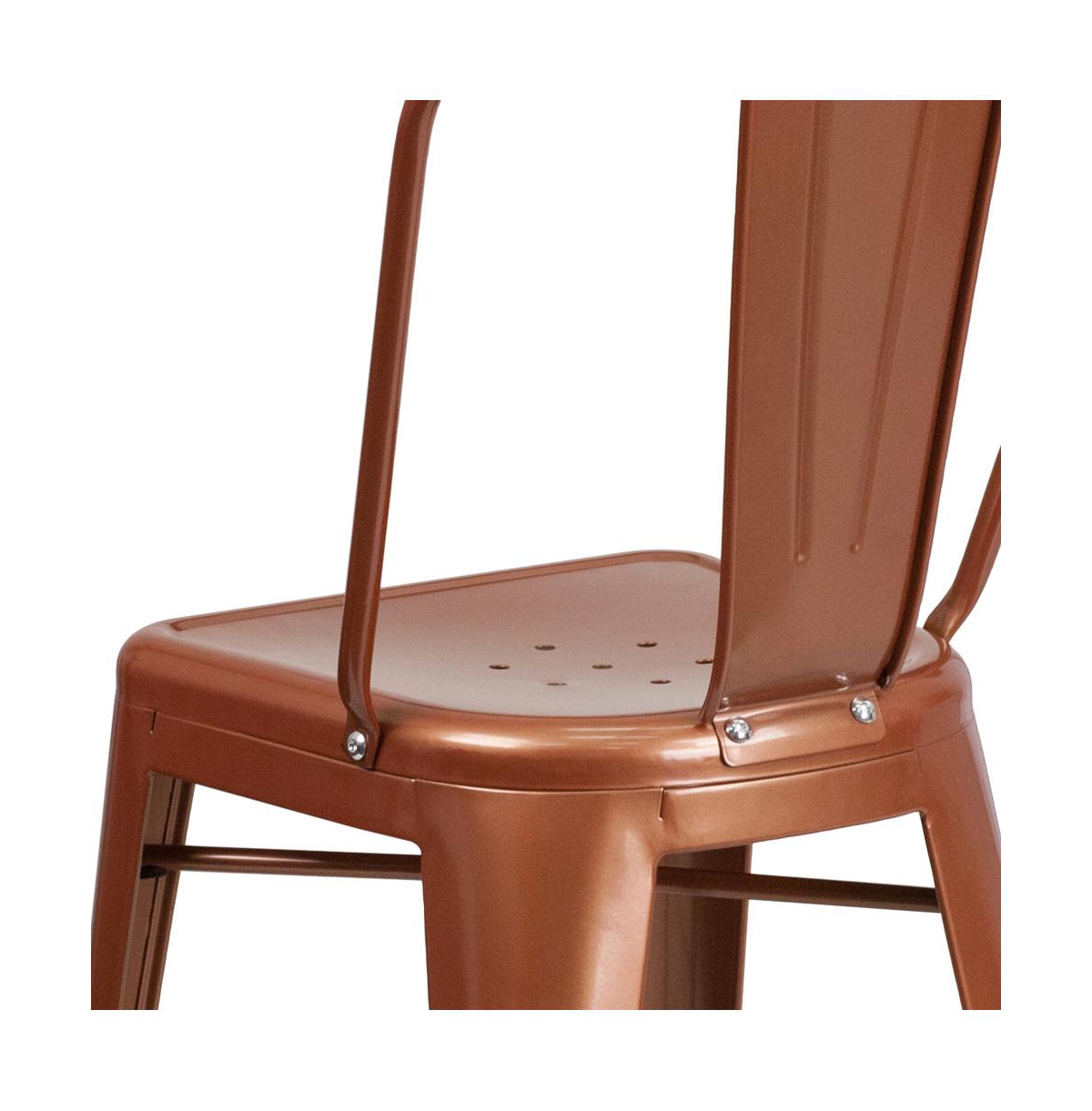 Stella Metal Indoor-Outdoor Counter Stool With Vertical Slat Back And Integrated Footrest