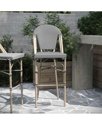 Mael Set Of Two Stacking Bistro Style Bar Stools With Textilene Backs And Seats And Metal Frames For Indoor/Outdoor Use