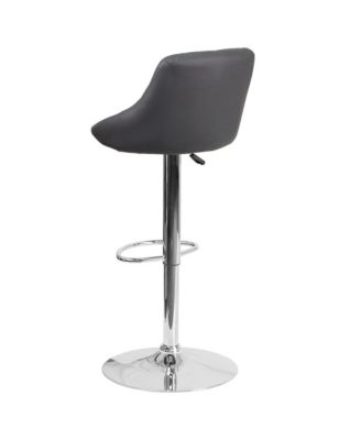 Bucket Seat Adjustable Height Barstool With Diamond Pattern Back