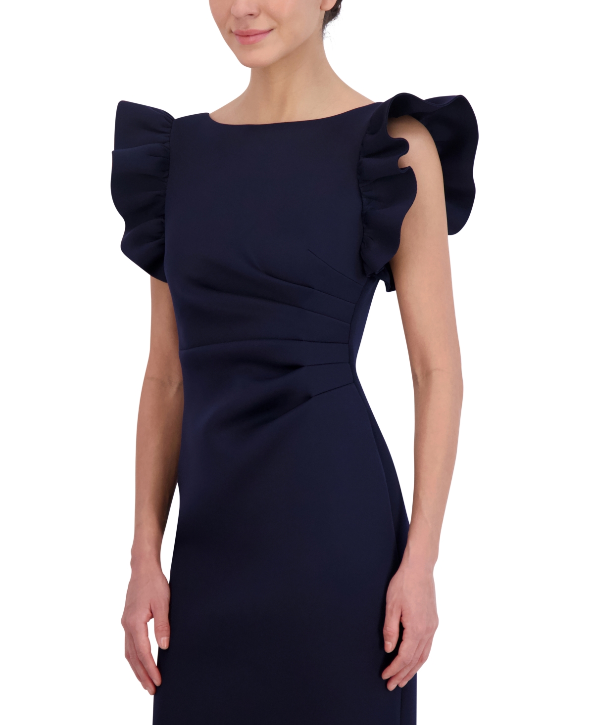 Shop Eliza J Women's Ruffled-sleeve Sheath Dress In Navy