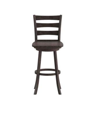 Therus Commercial Grade Classic Wooden Ladderback Swivel Stool With Solid Wood Seat And Footrest