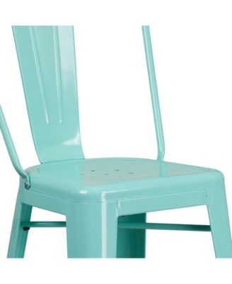 Sabine Metal Indoor-Outdoor Barstool With Vertical Slat Back And Integrated Footrest