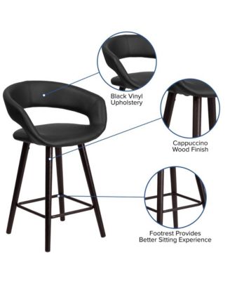 Plath 24 Inch Cappuccino Ultramodern Bar Counter Stool With Upholstered Seat