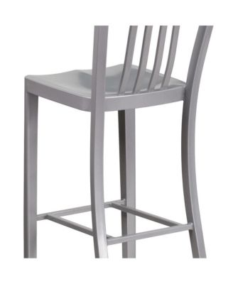 Santorini 30 Inch Galvanized Steel Indoor/Outdoor Counter Bar Stool With Slatted Back And Powder Coated Finish