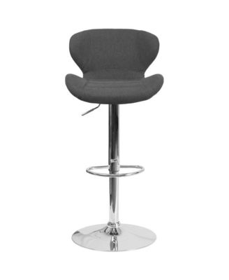 Quincy Adjustable Height Barstool Contemporary Bar Height Stool With Curved Back And Metal Base With Footrest