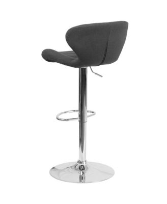 Quincy Adjustable Height Barstool Contemporary Bar Height Stool With Curved Back And Metal Base With Footrest
