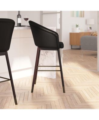 Temperance Modern Wood Frame Stool With Metallic Accents