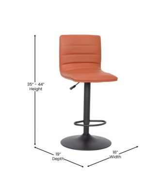 Coti Modern Channel Tufted Upholstered Height Adjustable Mid-Back Stool And Pedestal Base With Footrest