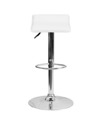 Solid Wave Seat Vinyl Adjustable Height Barstool With Chrome Base