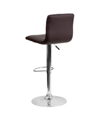 Coti Modern Channel Tufted Upholstered Height Adjustable Mid-Back Stool And Pedestal Base With Footrest