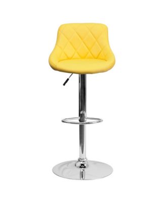 Bucket Seat Adjustable Height Barstool With Diamond Pattern Back