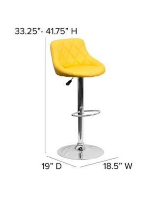 Bucket Seat Adjustable Height Barstool With Diamond Pattern Back