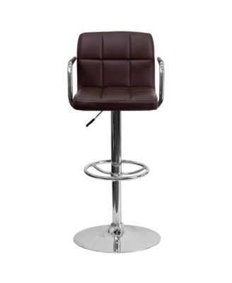 Adjustable Bar Stools | Set Of 2 Counter Height Barstools With Back And Armrest