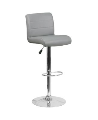 2 Pack Contemporary Vinyl Adjustable Height Barstool With Rolled Seat And Chrome Base
