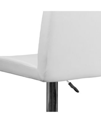 2 Pack Contemporary Vinyl Adjustable Height Barstool With Panel Back And Chrome Base