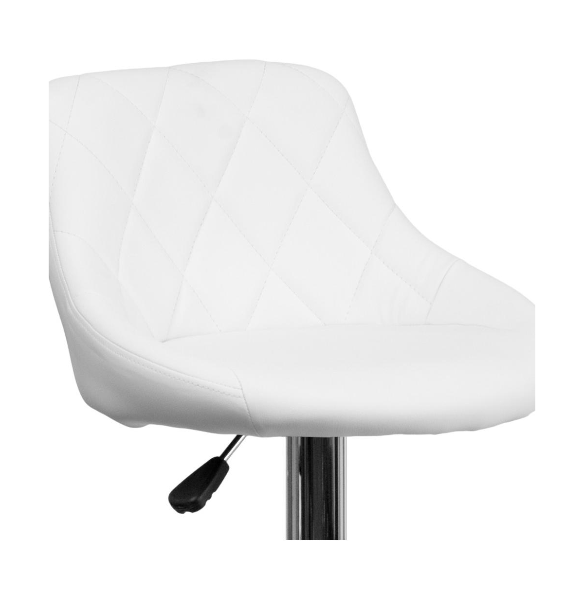 2 Pack Contemporary Vinyl Bucket Seat Adjustable Height Barstool With Diamond Pattern Back And Chrome Base