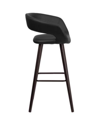 2 Pk. 29'' High Contemporary Vinyl Barstool With Cappuccino Wood Frame