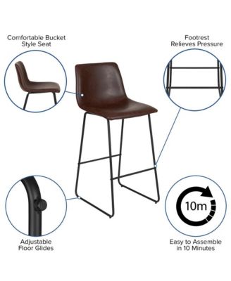 30 Inch Faux Bar Height Bucket Seat Stools, Set Of 2