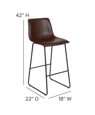 30 Inch Faux Bar Height Bucket Seat Stools, Set Of 2