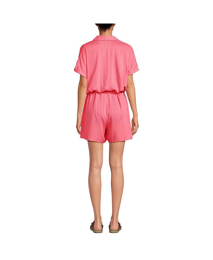 Lands' End Women's Button Front Swim Coverup Romper Macy's
