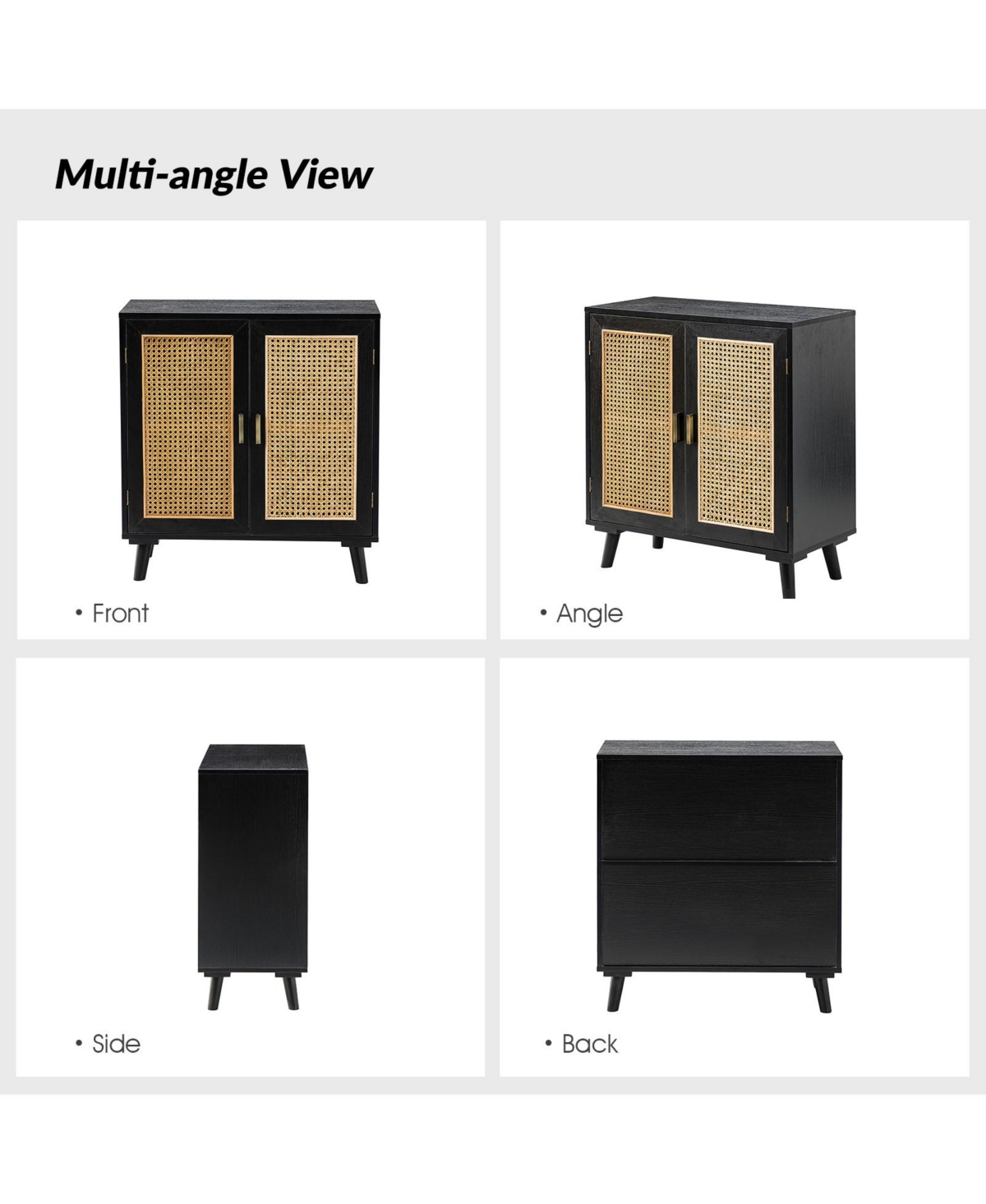 Accent Storage Rattan Cabinet Cupboard Console Table for Dining Room