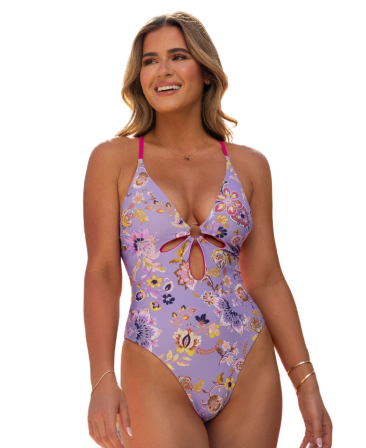 Women's Cupshe X JoJo Atlantis Reversible Cut-Out One-Piece Swimsuit - Light/pastel purple