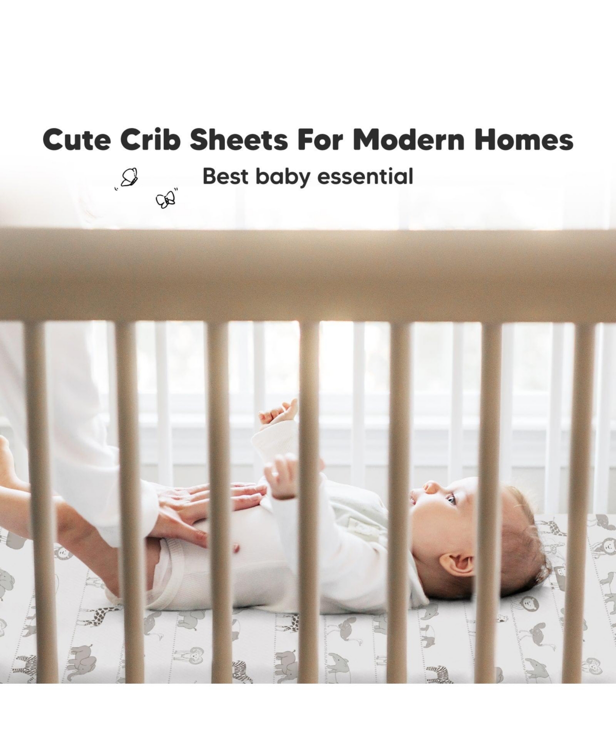 KeaBabies 2pk Soothe Fitted Crib Sheets Neutral, Organic Baby Crib Sheets, Fits Nursery Baby Mattress