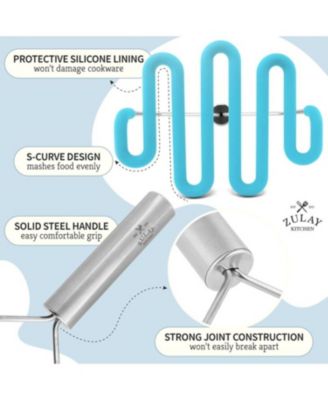 Non-Scratch Potato Masher Kitchen Tool - Durable Stainless Steel Mashed Potatoes Masher