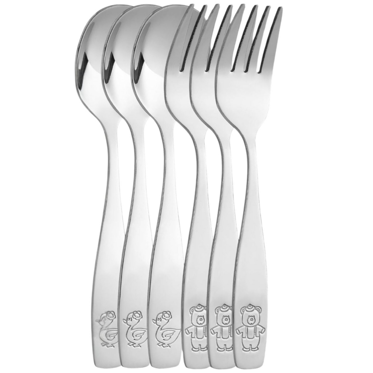 Zulay Kitchen Kids and Toddler Cutlery Set Designed For Self Feeding - Piece Spoon and Fork