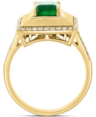 EFFY&reg; Emerald (1-3/8 ct. t.w.) & Diamond (1/4 ct. t.w.) Pyramid Inspired Statement Ring in 14k Gold