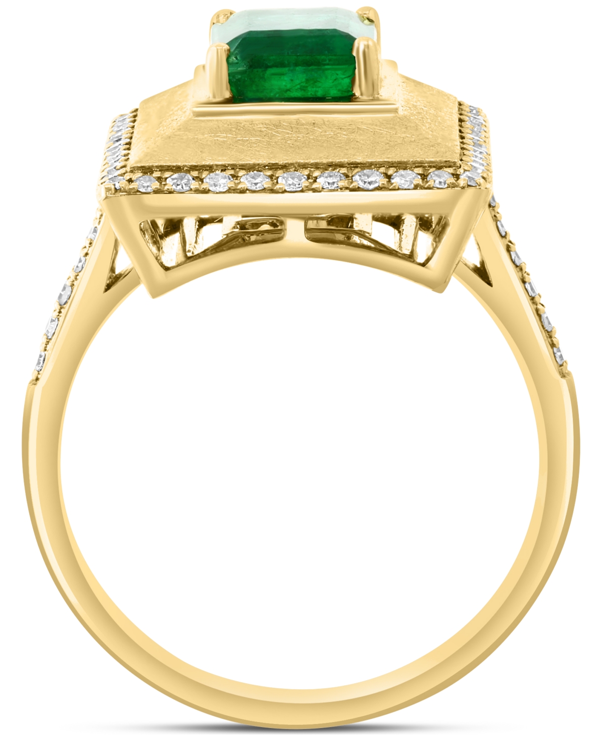 Effy Collection Effy Emerald (1-3/8 Ct. T.w.) & Diamond (1/4 Ct. T.w.) Pyramid Inspired Statement Ring In 14k Gold In Yellow Gol