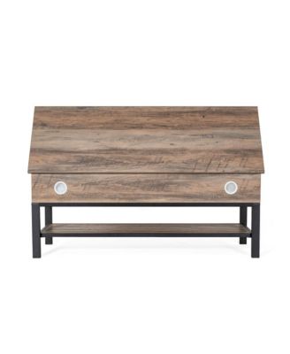 Green River Rustic Farmhouse Entryway Bench With Bottom Storage Shelf