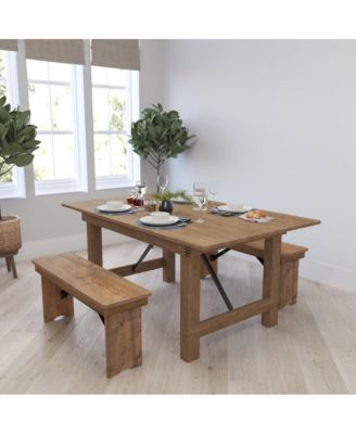 Antique Solid Pine Folding Farmhouse Style Bench