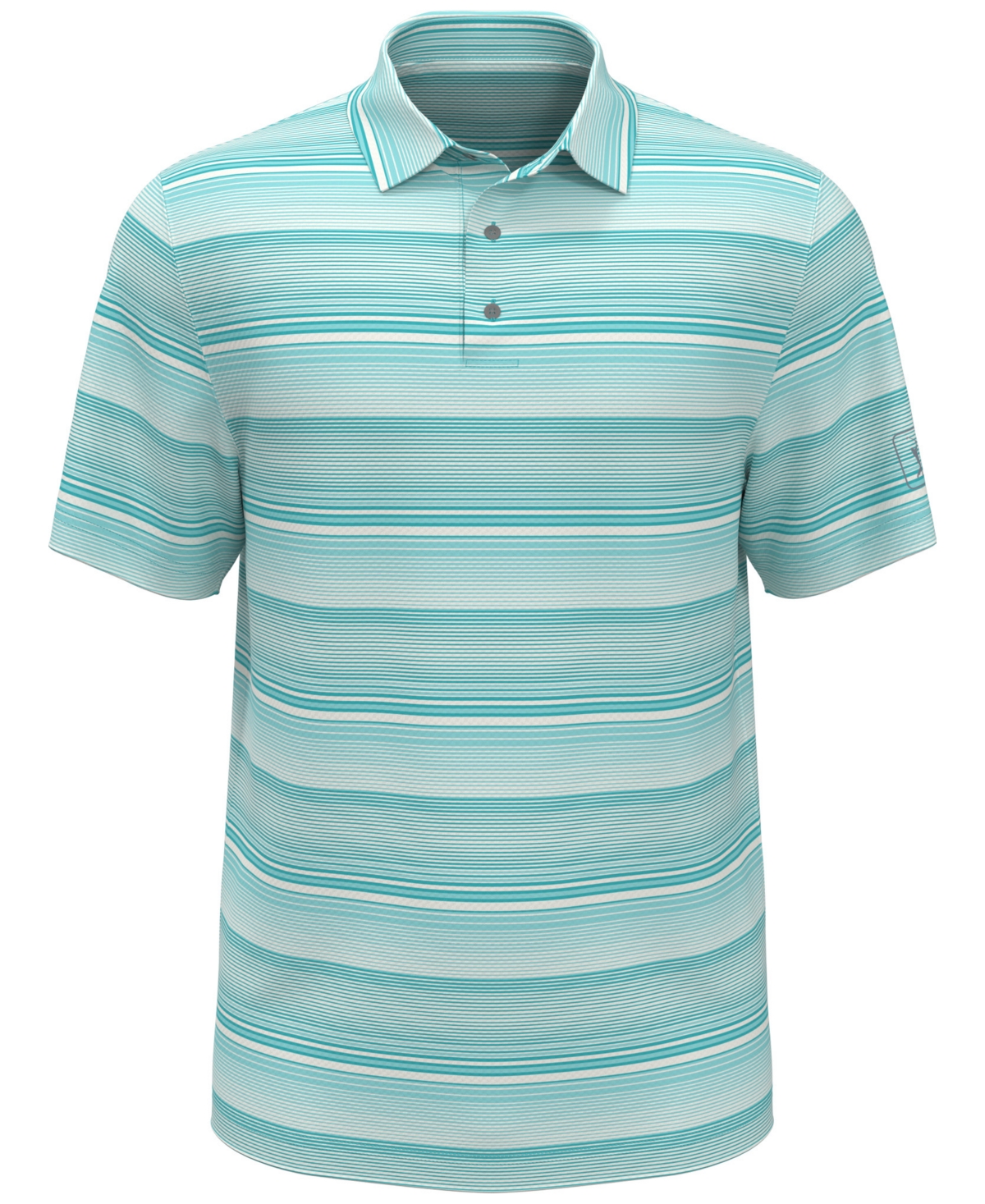 Pga Tour Men's Linear Energy Textured Short Sleeve Performance Golf Polo Shirt