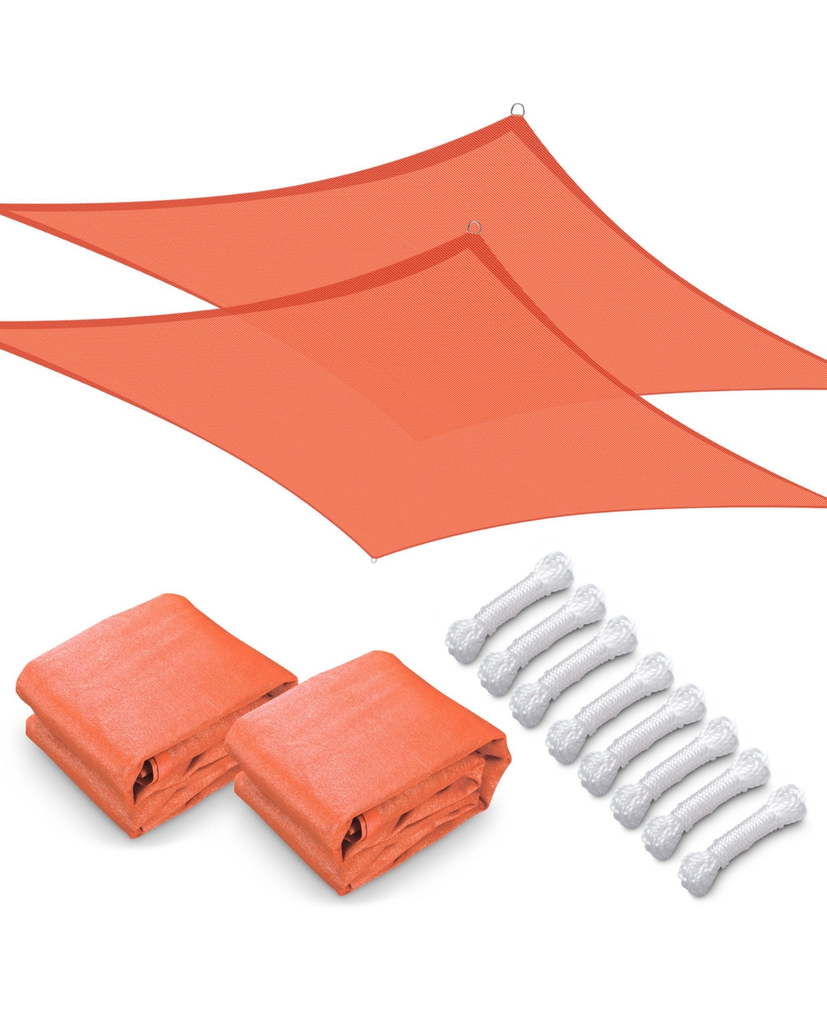 2 Pack 23x20 Ft 97% Uv Block Rectangle Sun Shade Sail Canopy Outdoor Patio Yard - Bright orange