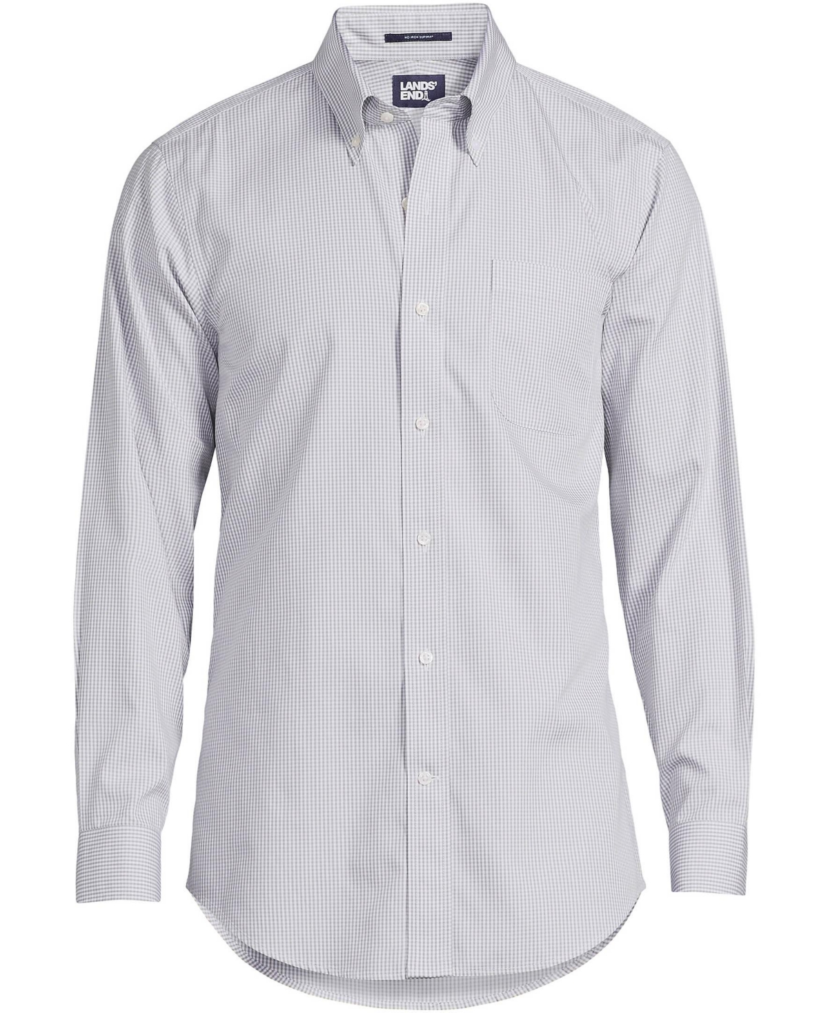 Lands' End Big & Tall Traditional Fit Pattern No Iron Supima Pinpoint Buttondown Collar Dress Shirt